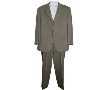 Chiavari Suit Mens 48R/42w Brown Tan 100% Wool 3 Button Made‎ in Italy